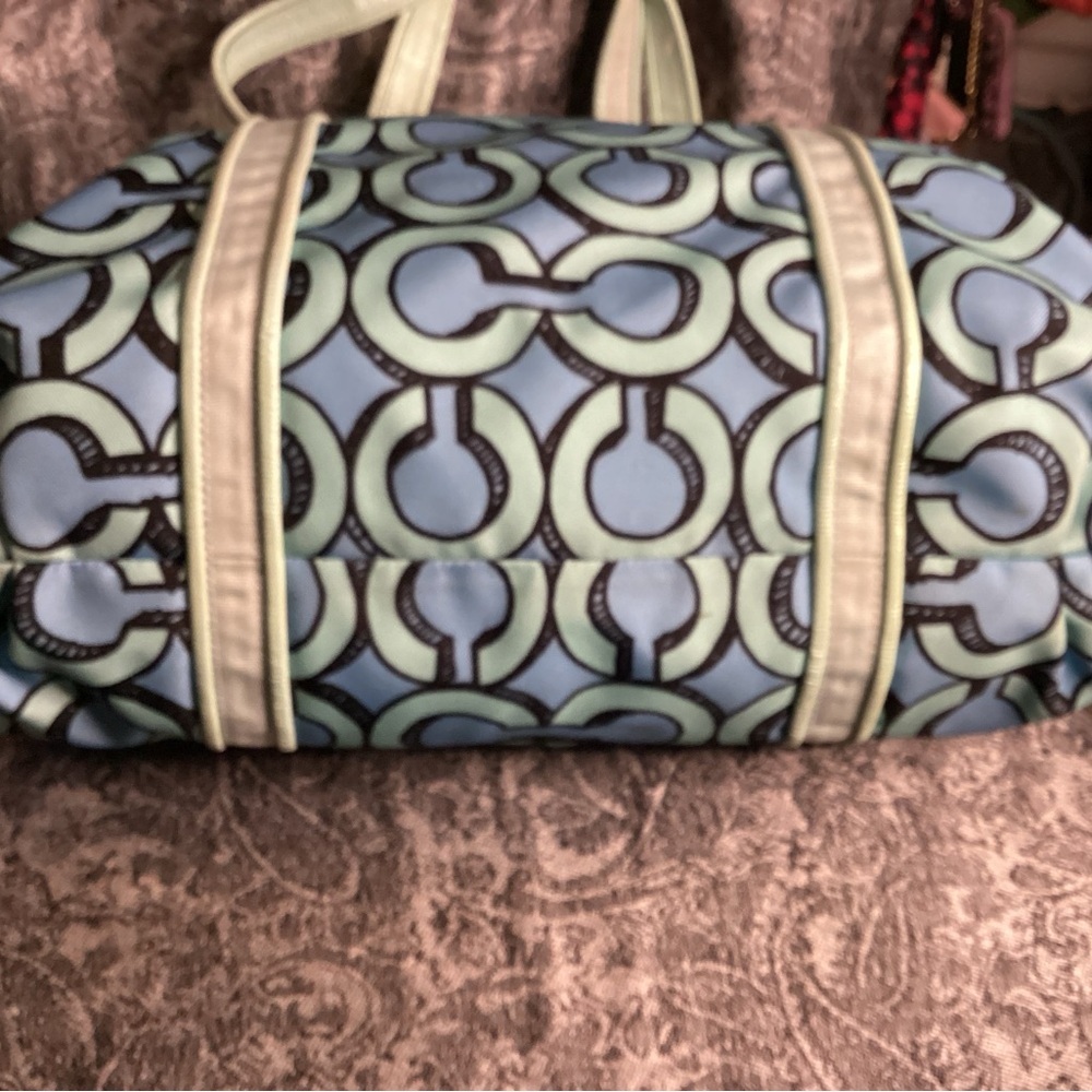 Coach Poppy blue and green with black 3D pop art styling with silver hardware - Picture 3 of 5